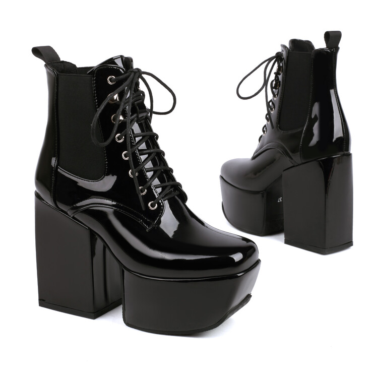Women's Square Toe Chunky High Heel Mid Calf Riding Boots