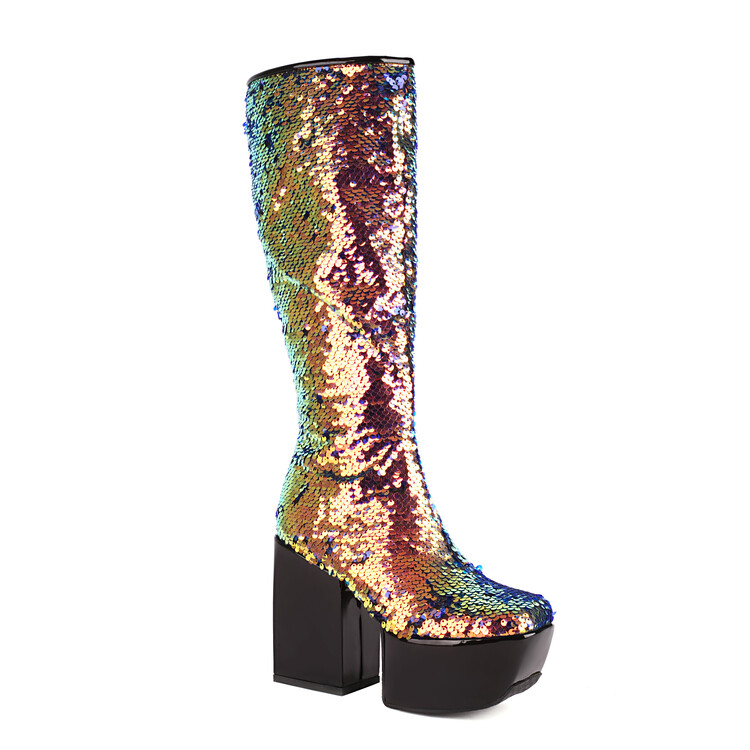 Punk Sequin High Heel High Shaft Fashion Boots