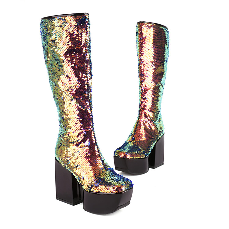 Punk Sequin High Heel High Shaft Fashion Boots