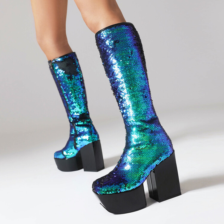 Punk Sequin High Heel High Shaft Fashion Boots