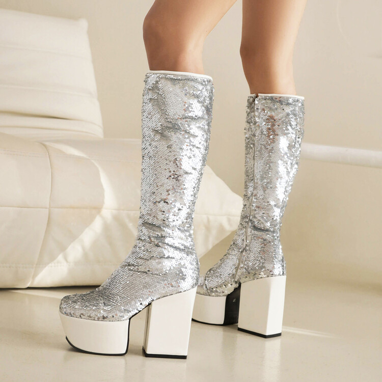 Punk Sequin High Heel High Shaft Fashion Boots