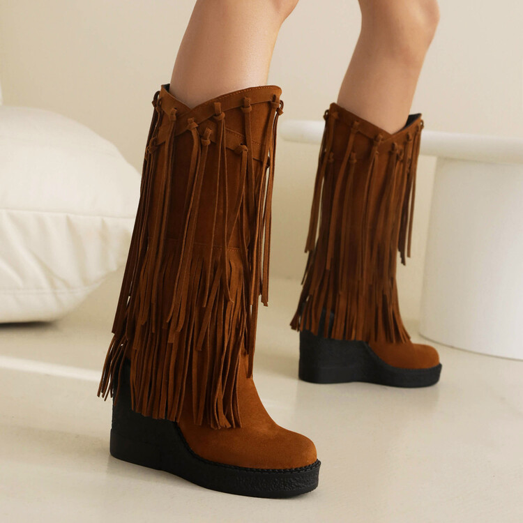 20230508996760048_750.jpg Women's Suede Tassel Platform High Boots