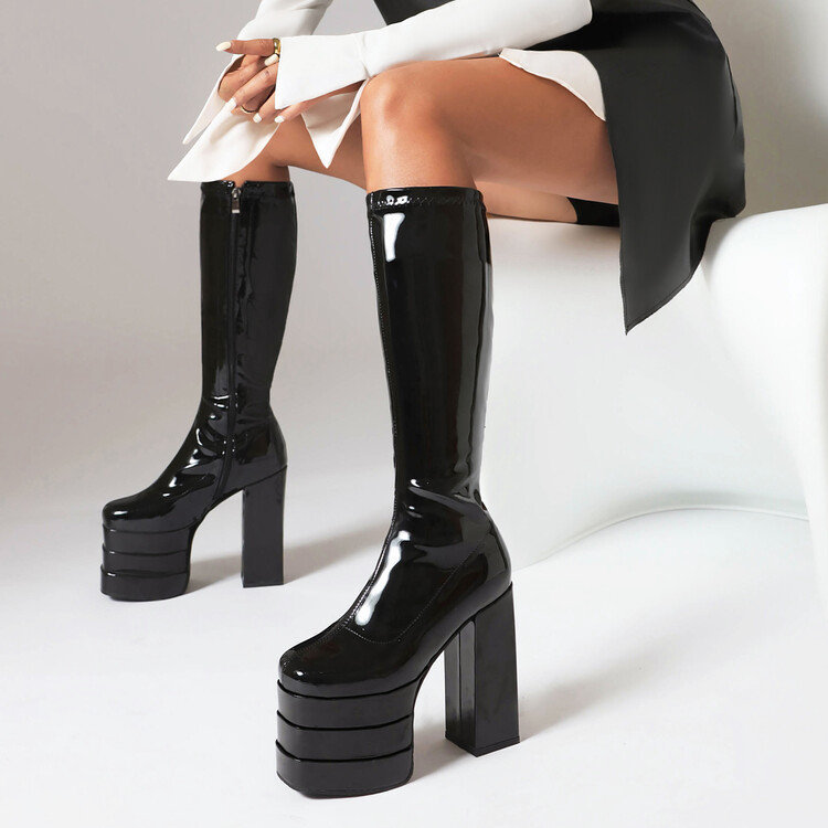 20230613431199048_750.jpg Women's High Shaft Square Toe Chunky Heel Platform Boots