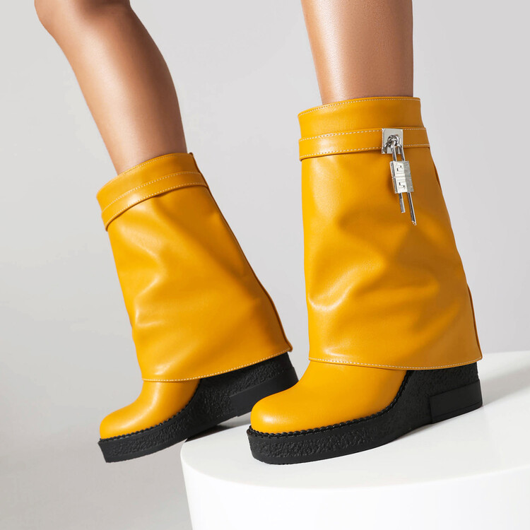 20230717274810044_750.jpg Women's High Shaft Fashion Boots with Wedge Heel and Glitter Detail