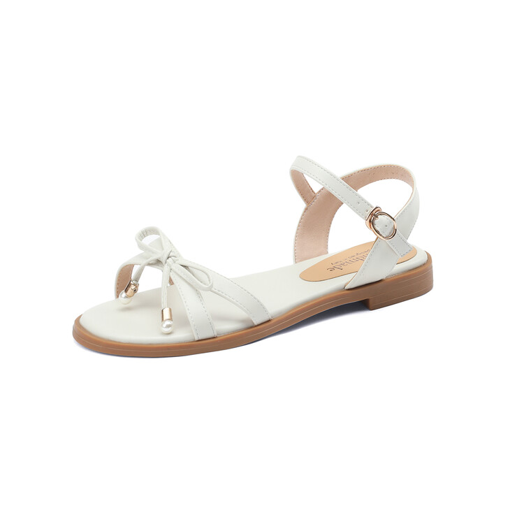sweet-low-top-leather-sandals-with-beaded-one-strap-buckle_4 Sweet Low-Top Leather Sandals with Beaded One-Strap Buckle