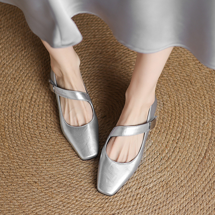 Women's Fashion Flat Shoes Low Chunky Heel Square Toe 2025 Spring - Style o.html