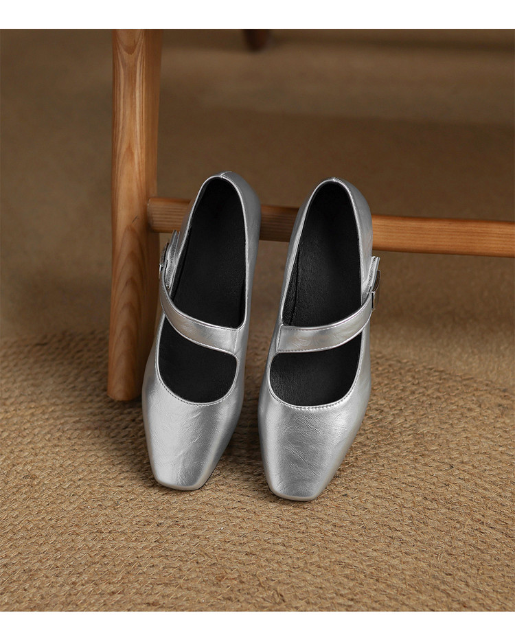 Women's Fashion Flat Shoes Low Chunky Heel Square Toe 2025 Spring - Style o.html