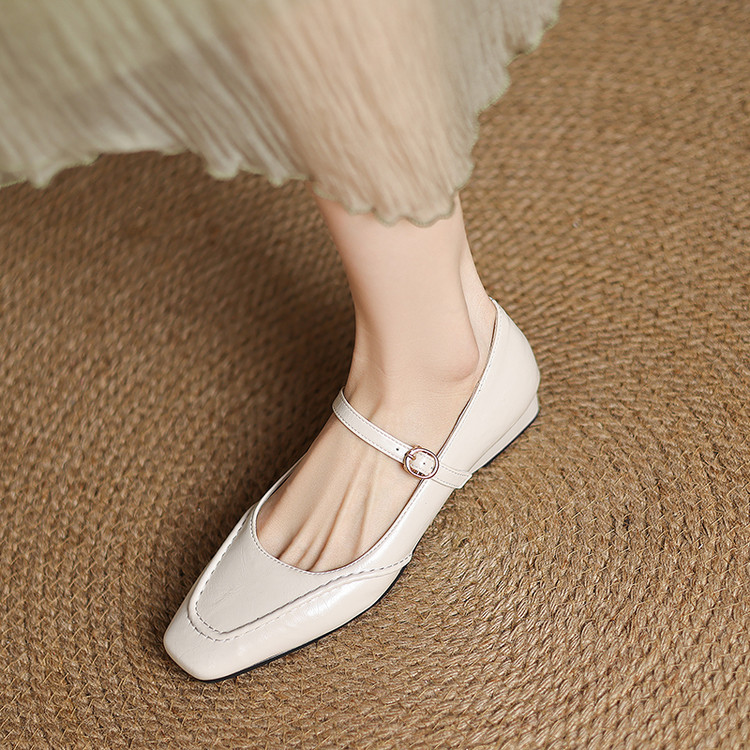 Women's Fashion Flat Shoes Low Chunky Heel Square Toe 2025 Spring - Style s.html
