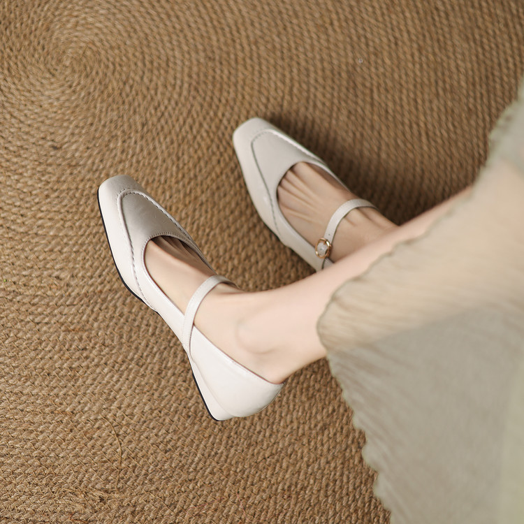 Women's Fashion Flat Shoes Low Chunky Heel Square Toe 2025 Spring - Style s.html