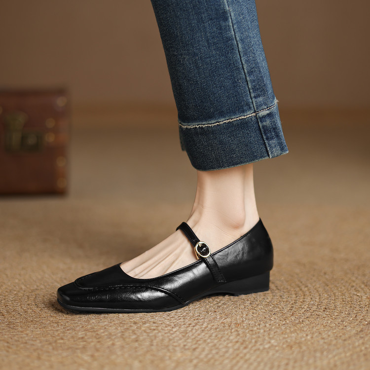 Women's Fashion Flat Shoes Low Chunky Heel Square Toe 2025 Spring - Style s.html
