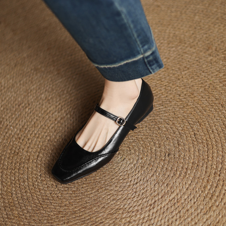 Women's Fashion Flat Shoes Low Chunky Heel Square Toe 2025 Spring - Style s.html