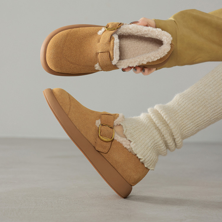 Women's Korean Style Loafers with Chunky Mid Heel and Round Toe