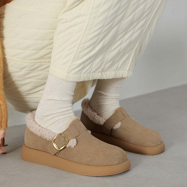 Women's Korean Style Loafers with Chunky Mid Heel and Round Toe