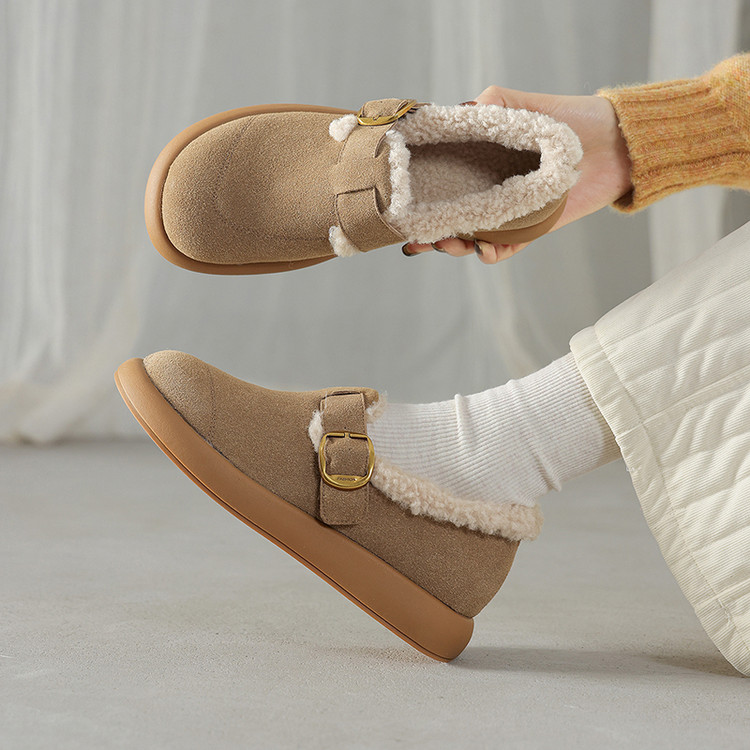 Women's Korean Style Loafers with Chunky Mid Heel and Round Toe