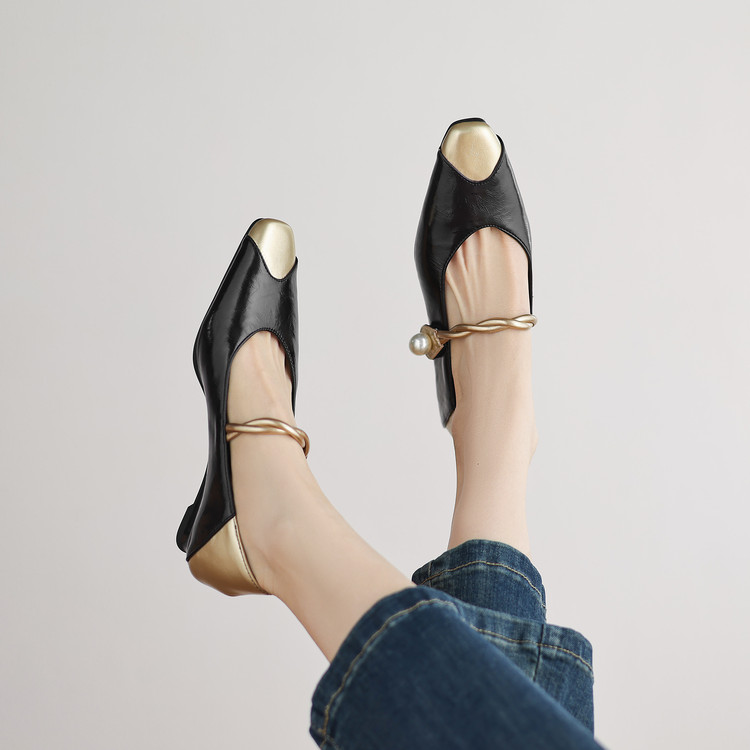 Women's Mary Jane Shoes Square Toe Chunky Mid Heel Metal Decor