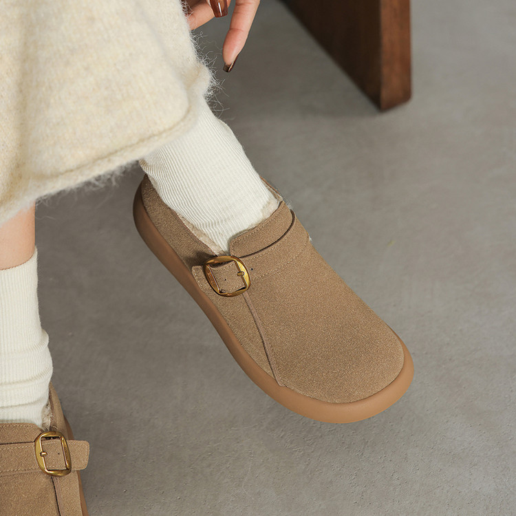 Women's Retro Loafers with Chunky Mid Heel in Brown Apricot Yellow