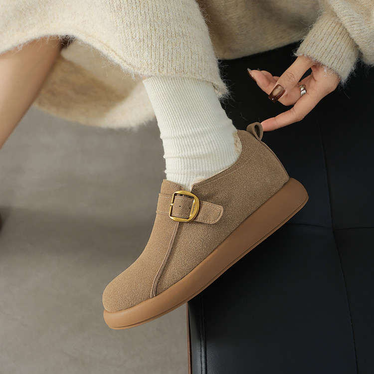 Women's Retro Loafers with Chunky Mid Heel in Brown Apricot Yellow