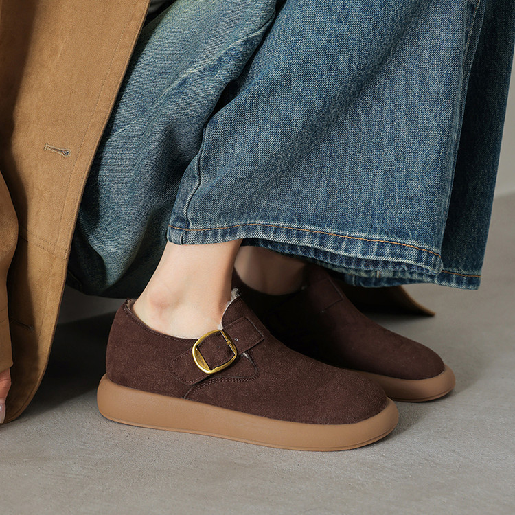 Women's Retro Suede Platform Flat Shoes Winter 2025