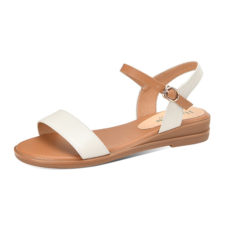 Women's Roman Sandals Low Heel Open Toe Ankle Strap Color Block